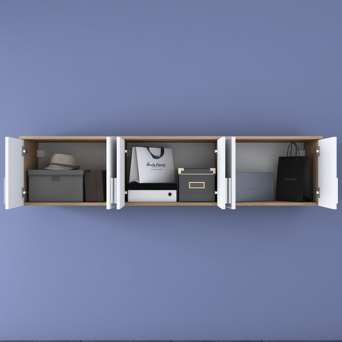 Hanah Home EA114 - 2720 Estantería de Pared Nogal y Blanco 180 cm
